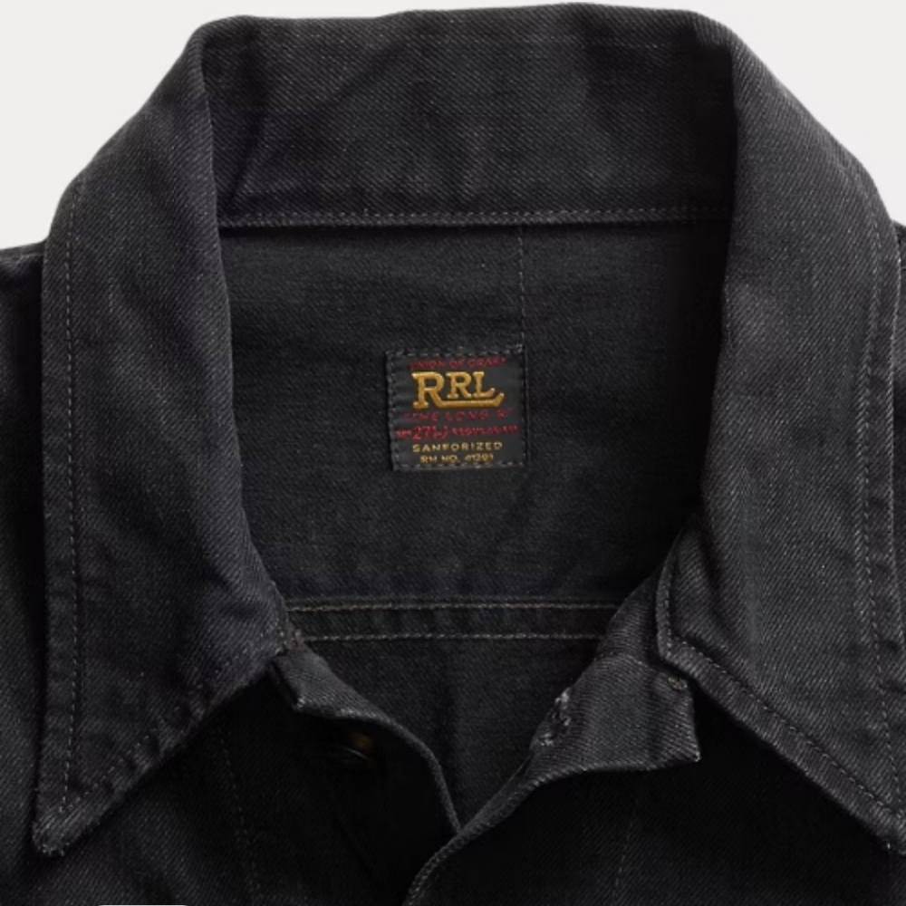 Ralph Lauren Double RL WORN-In Black Trucker JACKET